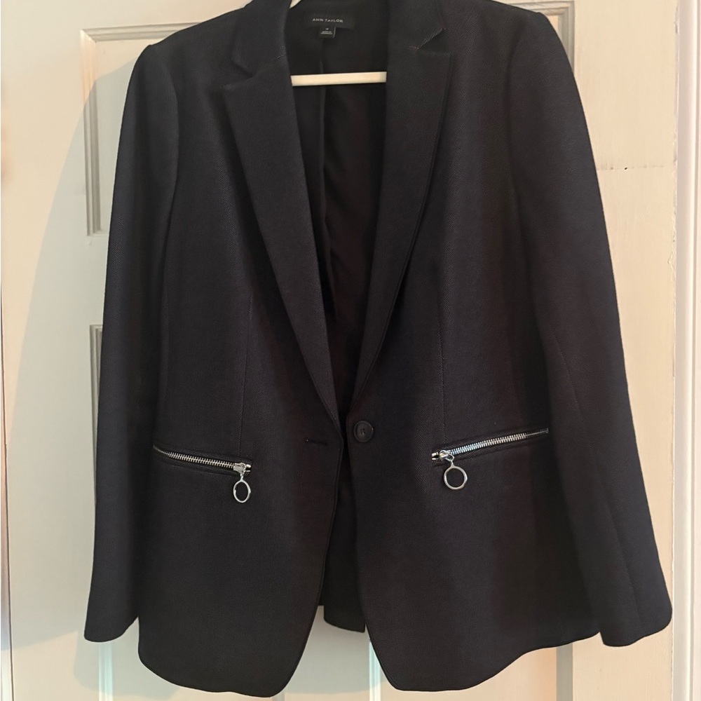 Ann Taylor Charcoal grey Blazer with Zipper Pockets